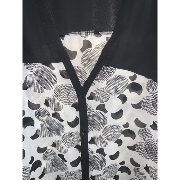 ASOS women's print top sz 14 button down black white see through - Picture 4 of 7
